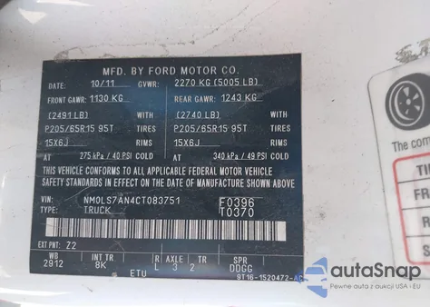 2012 Ford Transit Connect Xl from USA, damaged, VIN NM0LS7AN4CT083751